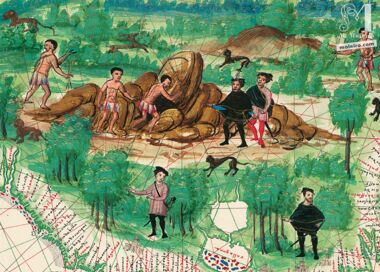 Carte de l'Amérique centrale et des Antilles de l’Atlas Vallard 1 ENLUMINURE QUASI-ORIGINALE