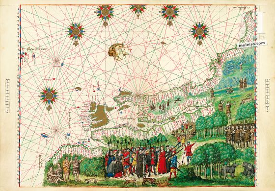 Map of Canada and North America from the Vallard Atlas (1547) 1 IDENTICAL ILLUMINATION