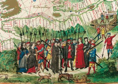 Carte du Canada et de l'Amérique du Nord de l'Atlas Vallard 1 ENLUMINURE QUASI-ORIGINALE