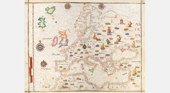 Mappa dell’ Europa dell’Atlante Universale dide Diogo Homem. 1 mappa quasi originale