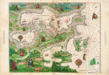 Map of Europe and North Africa from the Vallard Atlas 1 IDENTICAL ILLUMINATION