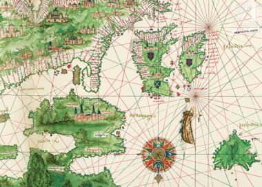 Carte de l'Europe et de l'Afrique du Nord de l'Atlas Vallard 1 ENLUMINURE QUASI-ORIGINALE