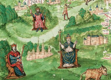 Carte de l'Europe et de l'Afrique du Nord de l'Atlas Vallard 1 ENLUMINURE QUASI-ORIGINALE