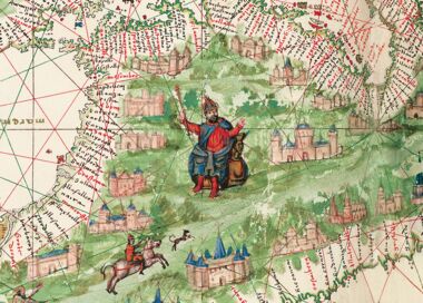 Carte de l'Europe et de l'Afrique du Nord de l'Atlas Vallard 1 ENLUMINURE QUASI-ORIGINALE