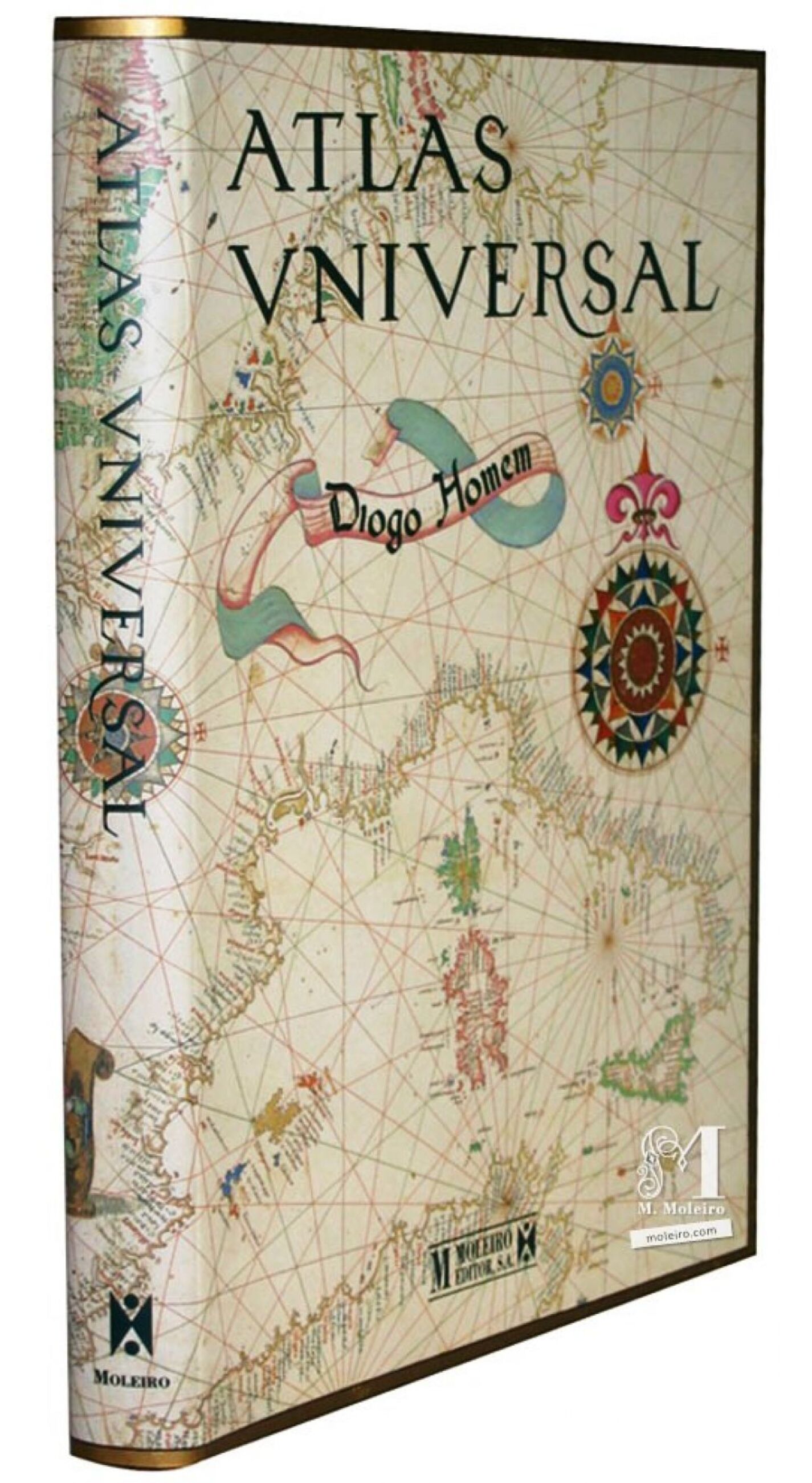 Portada y lomo del libro de arte, Atlas Universal de Diogo Homem (S. XVI)