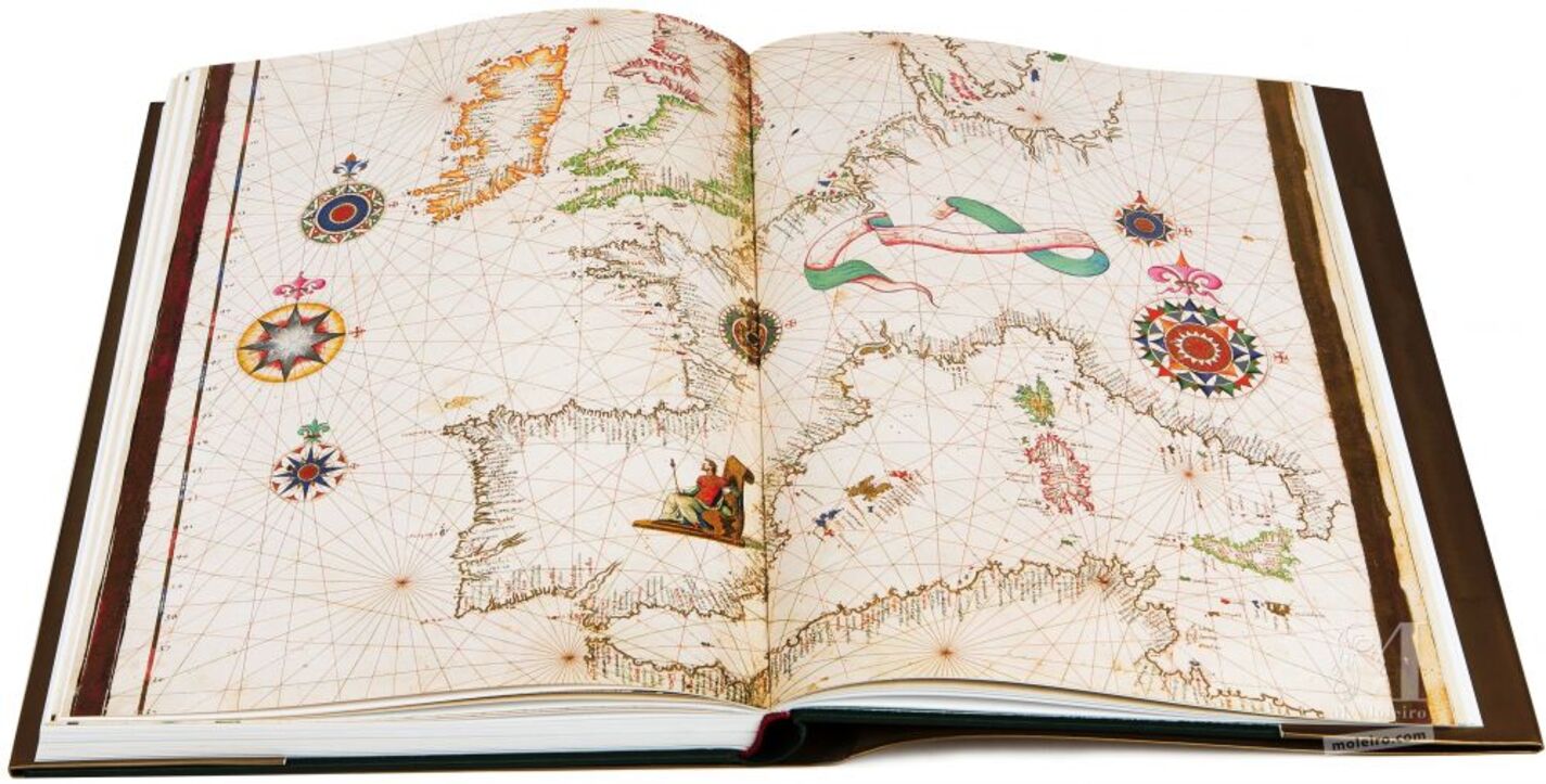 Mapa del Litoral de Europa Occidental y Mediterrneo, el el libro de arte del Atlas Universal de Diogo Homem (S. XVI)