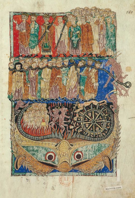 Mappe mit 12 Kunstdrucken aus dem Beatus von Liébana, Kodex aus San Andrés de Arroyo Beatus von Arroyo, folio 160r
