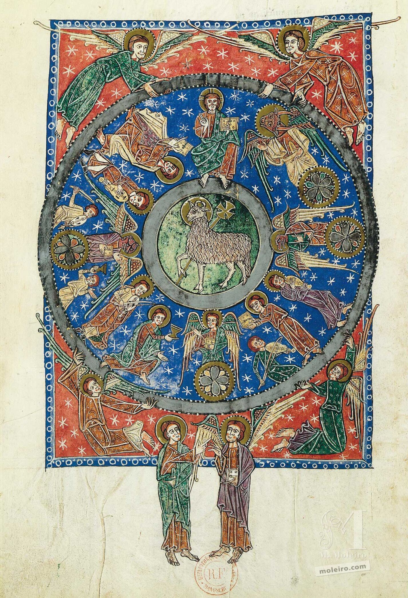 Visión del Cordero (folio 56v), Beato de Liébana, códice de San Andrés de Arroyo