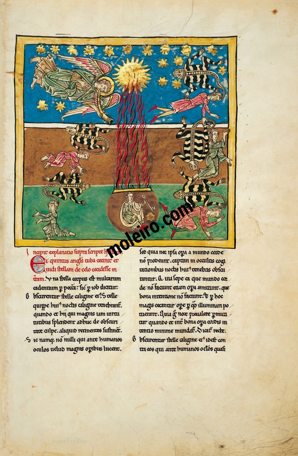 Cardeña Beatus f. 10A, The angel with the fifth trumpet