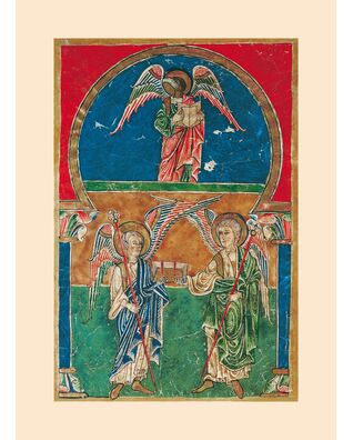 Kunstdruck der Engel mit dem Johannes-Evangelium aus dem Beatus von Liébana 1 originalgetreue Nachbildung