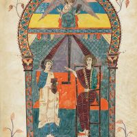 f. 6v, Porträt des Apostels Johannes mit dem Zeugen