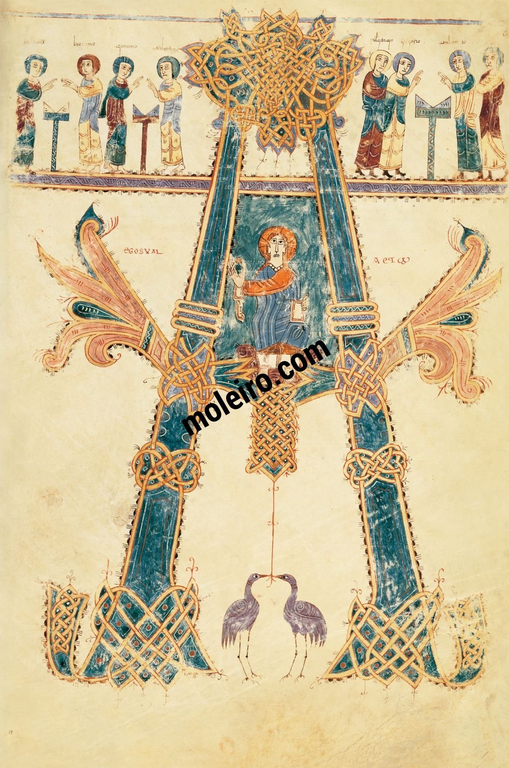 Beato di Girona f. 19r Preliminari: alfa, Maiestas Domini e ritratti degli autori
