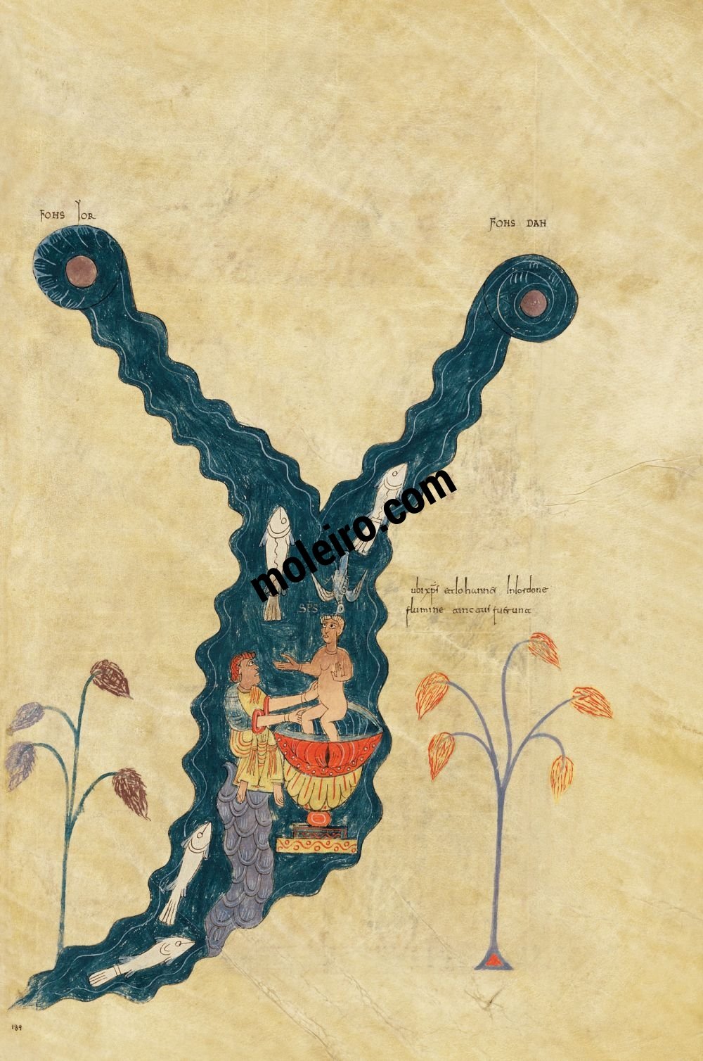 Beato di Girona f. 189r Il battesimo di Cristo