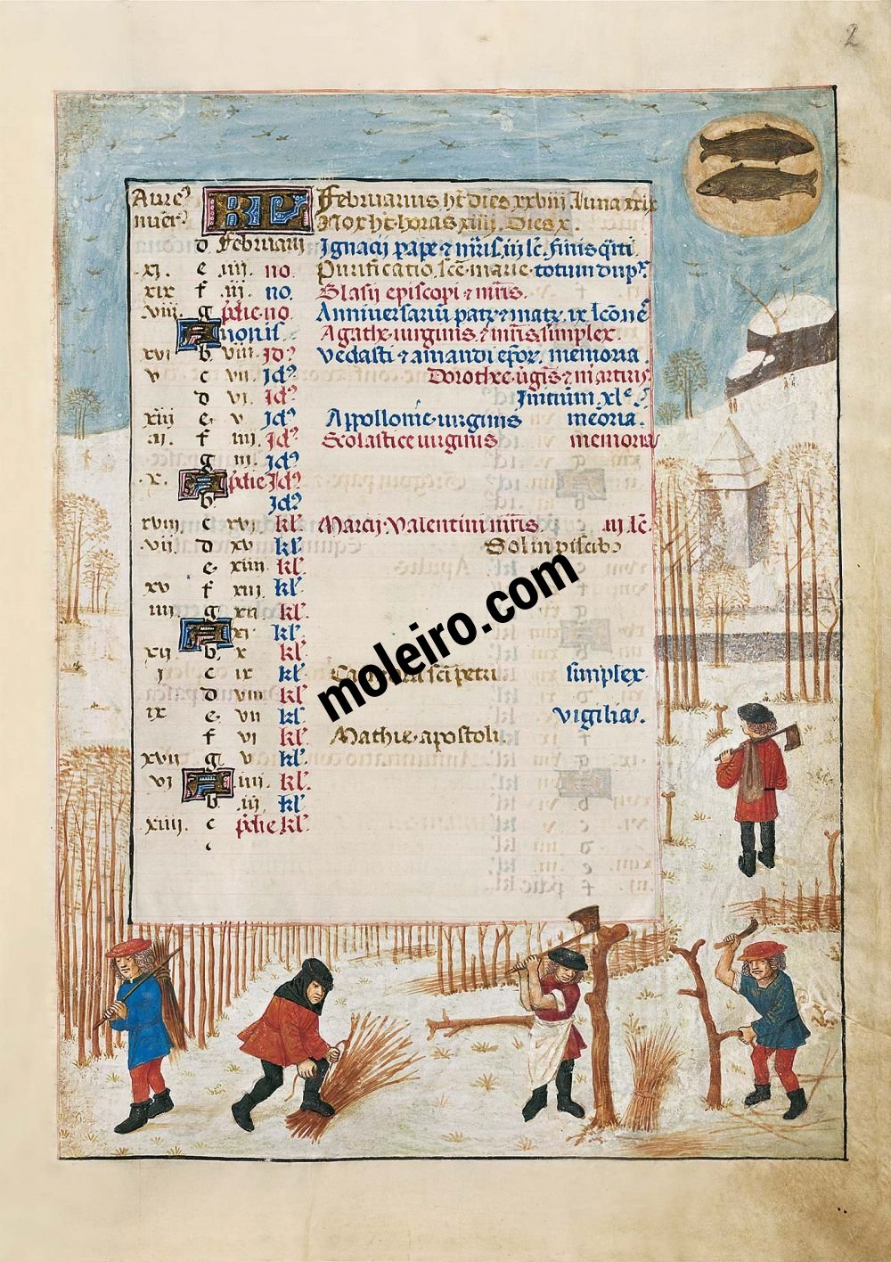 The Isabella Breviary f. 2r, February