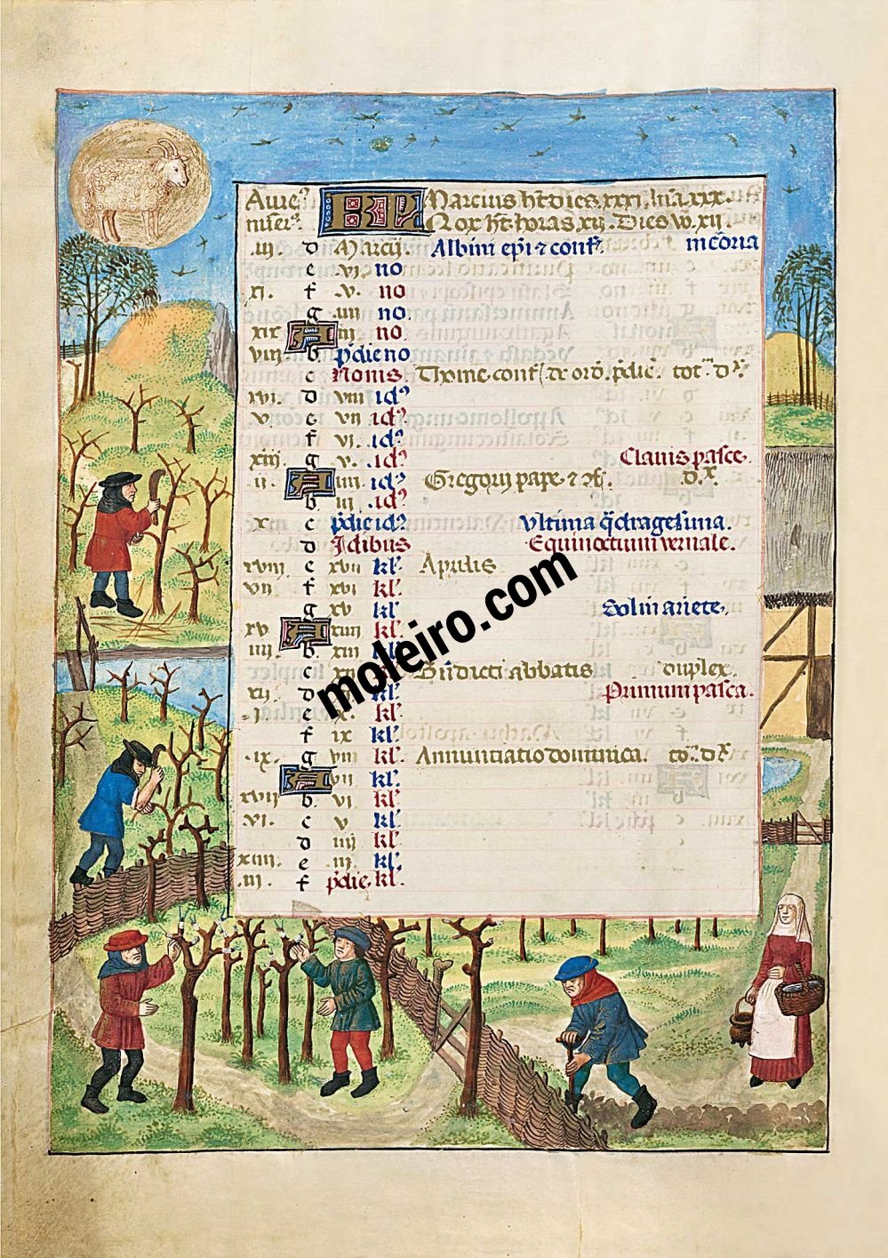The Isabella Breviary f. 2v, March