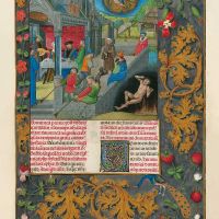 <p>f. 252r, Parable of Dives and Lazarus</p>