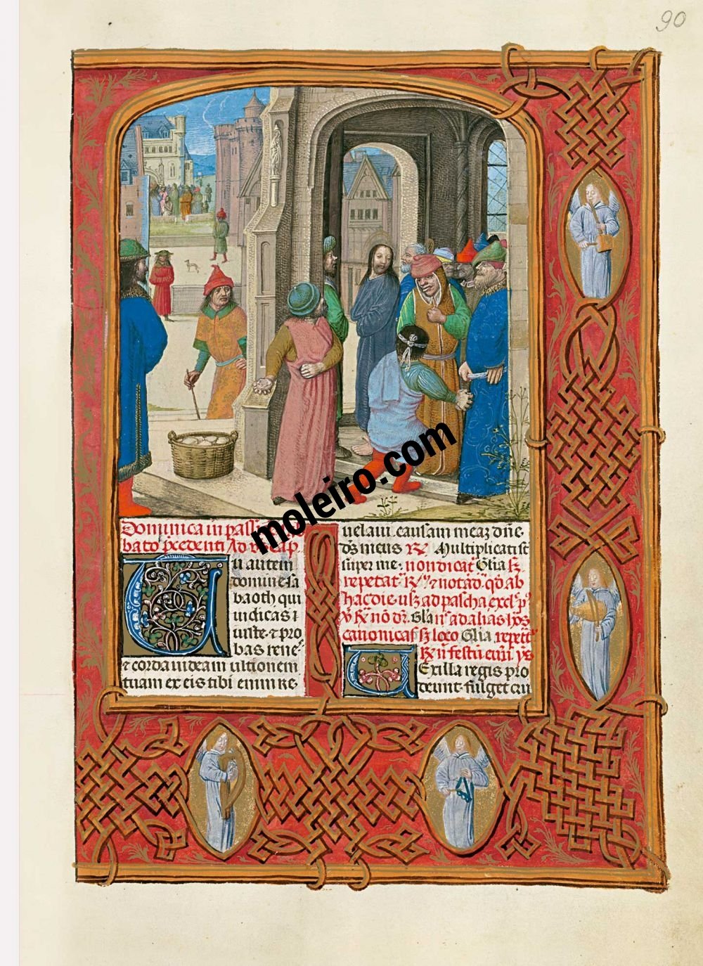 f. 90r, Los judíos amenazan con lapidar a Cristo en el Breviario de Isabel la Católica (última década del s. XV, Flandes) Ms. 18851, The British Library, Londres