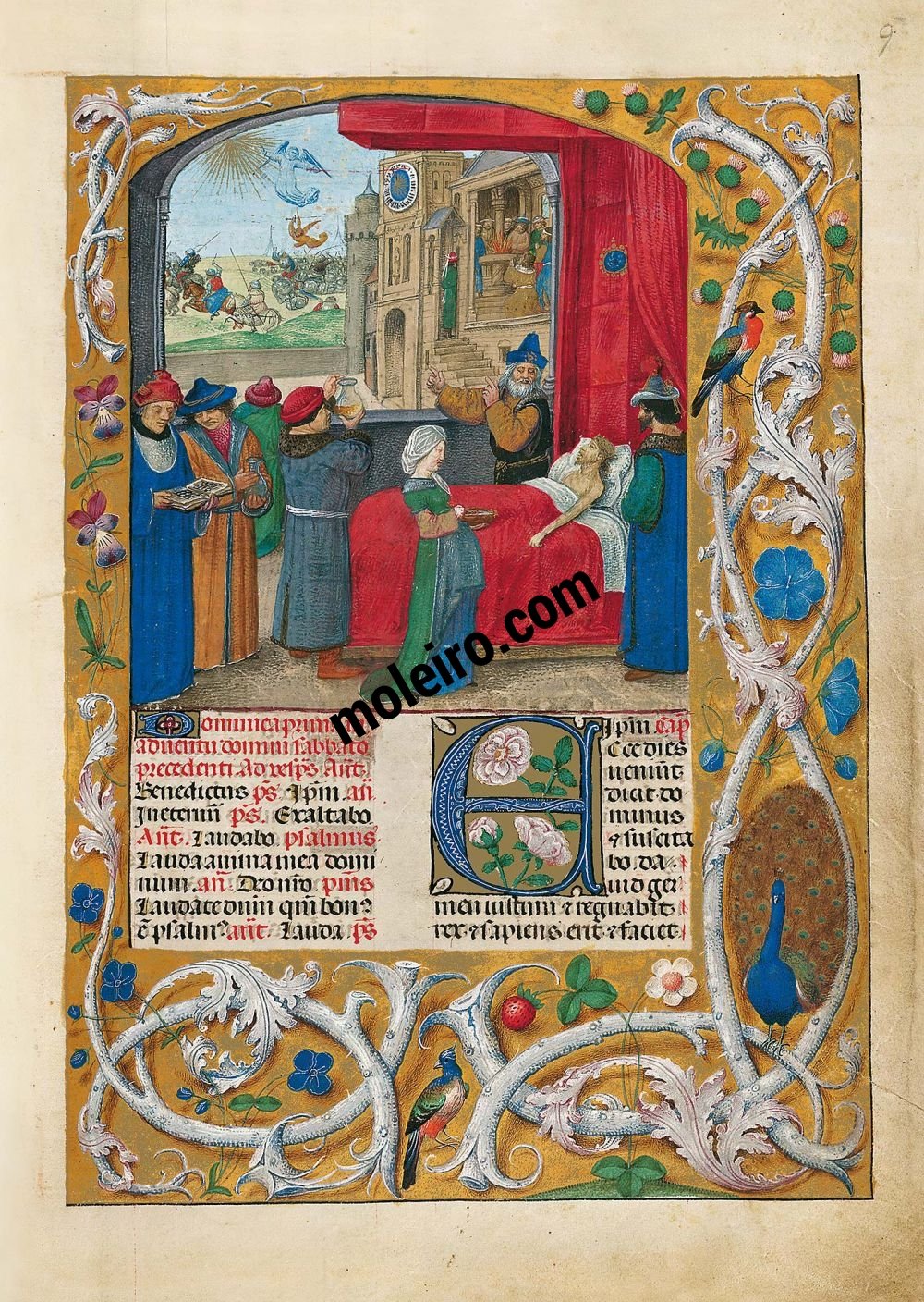 Le Bréviaire d'Isabelle la Catholique f. 9r, David sur son lit de mort