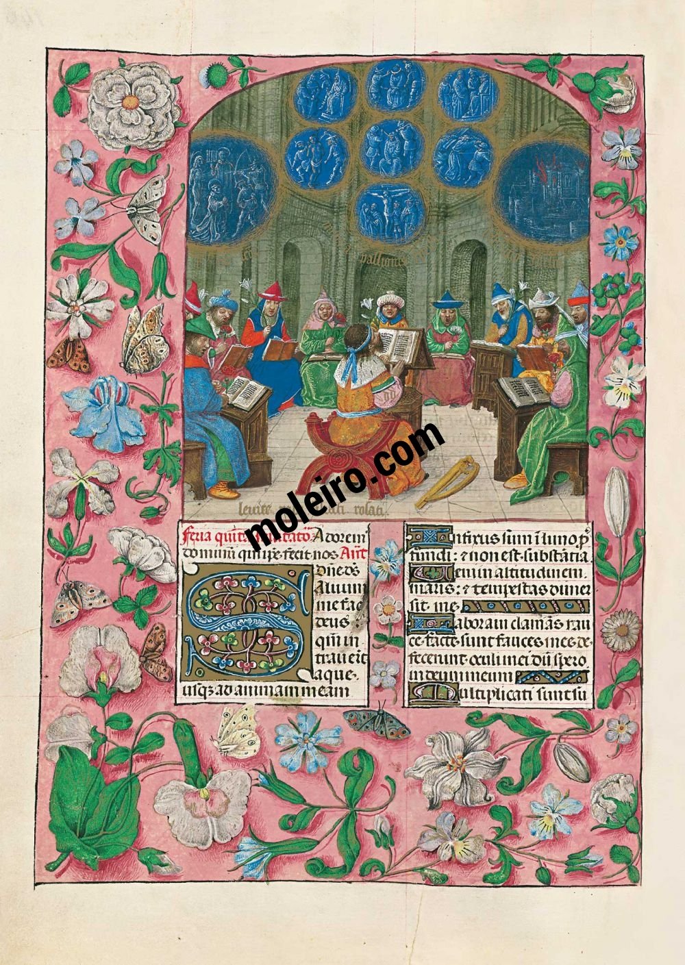 Brevier von Isabella der Katholischen f. 146v, David und die Tempelsnger
