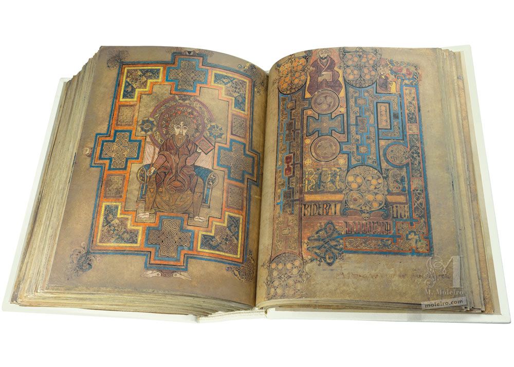 El Libro de Kells (Book of Kells) ff. 291v-292 · Representación de Juan / En el principio era el Verbo, y el Verbo era con Dios, y el Verbo era Dios