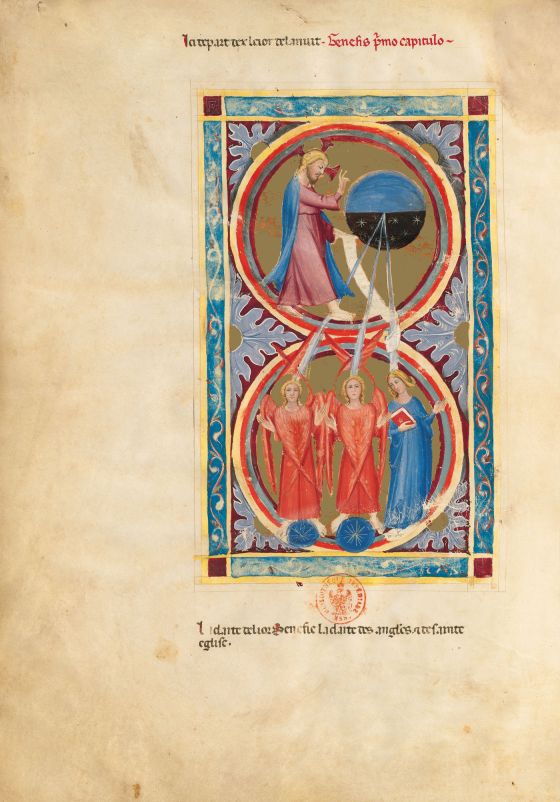 Bible moralisée of Naples f. 2v (Gen. 1: 4-5)