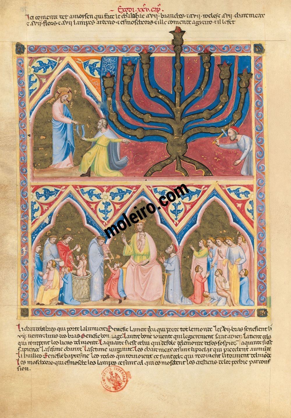 Biblia moralizada de Nápoles f. 70v (Éxodo 25, 31-40)