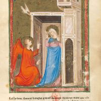 f. 129r: The Annunciation (Luke 1: 31-38)