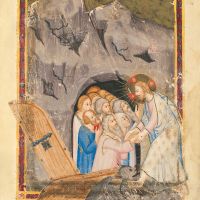 f. 185r: Descenso de Cristo al Infierno (Hechos 2, 27)