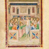 f. 187v: Incredulidad de santo Tomás (Juan 20, 26-27)