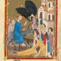 f. 162r: Entry into Jerusalem (Matt. 21: 1-8)