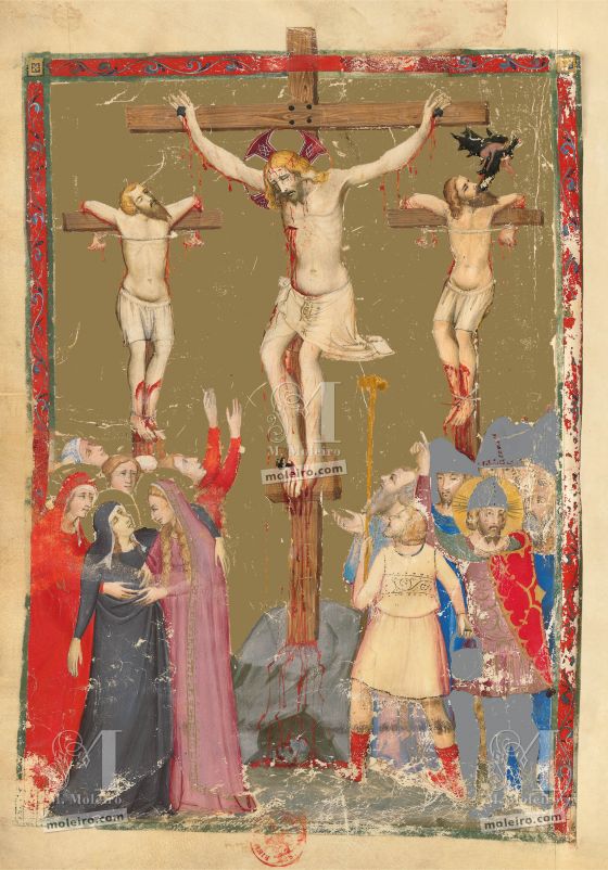 Bible moralisée aus Neapel f. 177v, the Crucifixion