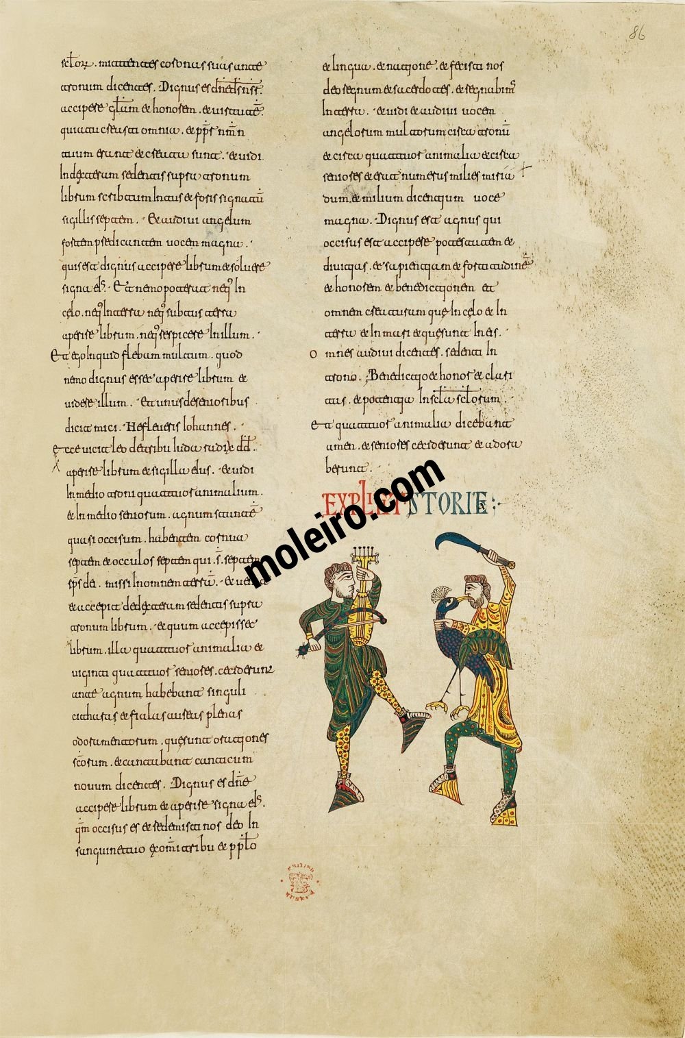Beatus von Silos f. 86r, Zwei Spielleute, Petrus
