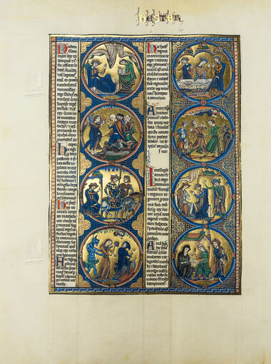 Carpeta con 2 láminas de la Biblia de San Luis: Génesis 2 láminas casi-originales