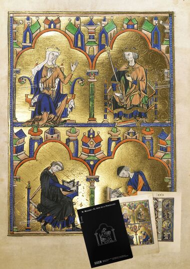 Mappe mit 2 Kunstdrucken aus der Bibel Ludwigs des Heiligen: Königin Blanka von Kastilien und Ludwig der Heilige