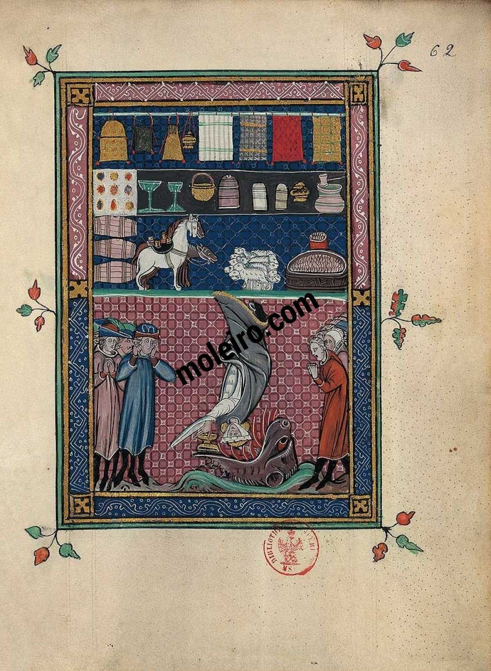 Carpeta con 5 láminas del Apocalipsis 1313 Lamentaciones por Babilonia, f. 62r