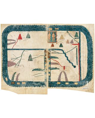 Kunstdruck der Weltkarte aus dem Beatus von Liébana, Kodex von Girona 1 originalgetreue Nachbildung