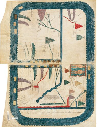Kunstdruck der Weltkarte aus dem Beatus von Liébana, Kodex von Girona