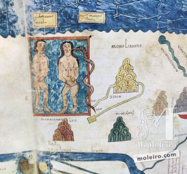 Kunstdruck der Weltkarte aus dem Beatus von Liébana, Kodex von Girona 1 originalgetreue Nachbildung