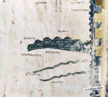 Kunstdruck der Weltkarte aus dem Beatus von Liébana, Kodex von Girona 1 originalgetreue Nachbildung