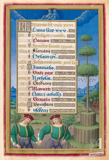 Carpeta con 5 láminas de las Grandes Horas de Ana de Bretaña 5 láminas casi-originales