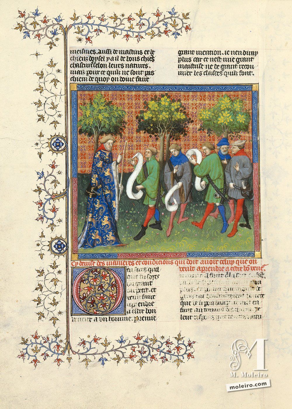 De las maneras y características que debe reunir aquel que quiera aprender a ser un buen montero (f. 51v) - Libro de la caza, Livre de la chasse, Gaston Fébus, Gaston Phébus, BnF, Bibliothèque nationale de France, Paris, principios de siglo XV.