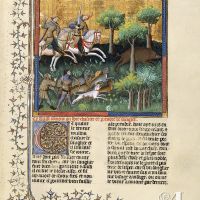 Donde se dice cómo hay que cazar y abatir el jabalí - f. 94r