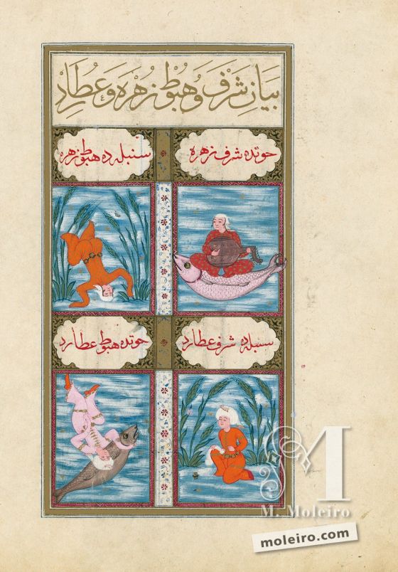 The Book of Felicity f. 34v, The exaltation and dejection of Venus and Mercury