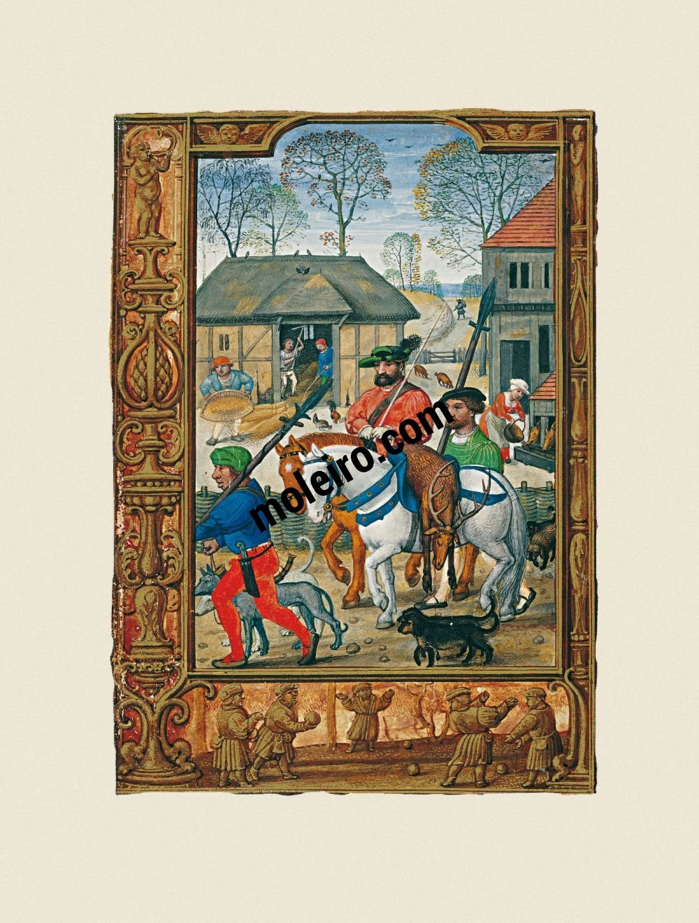 Libro del Golf (Libro d’Ore) f. 28v, Novembre, caccia