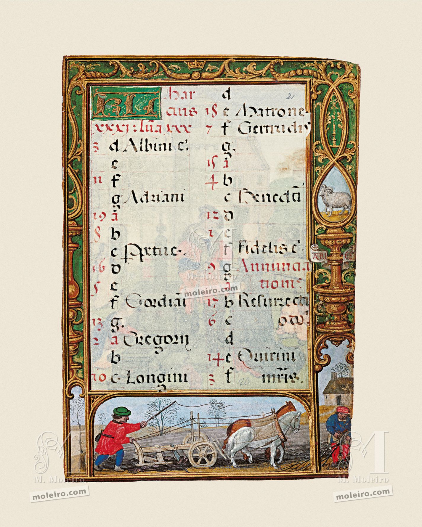 f. 21r, Calendario, marzo