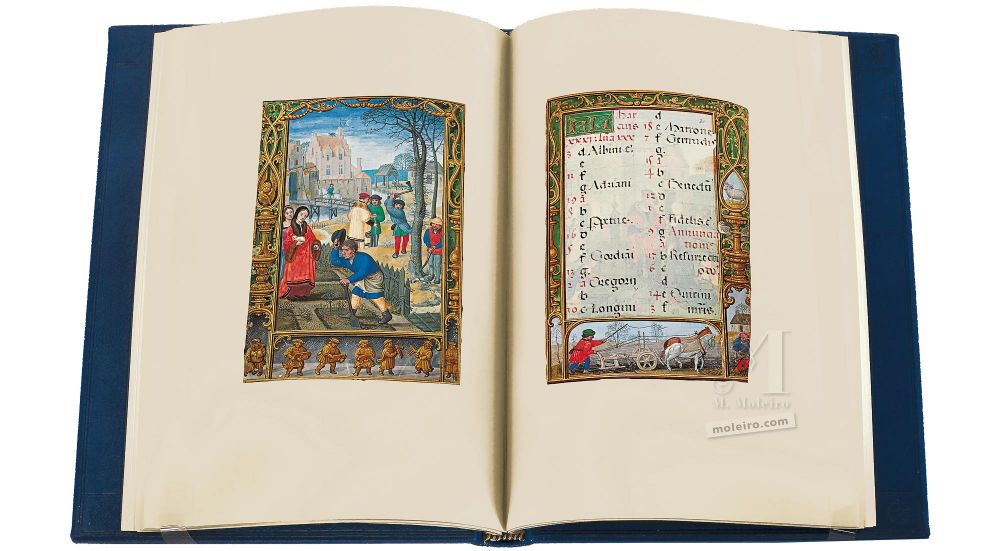 Farming work is the main theme of the March scenes in this manuscript.