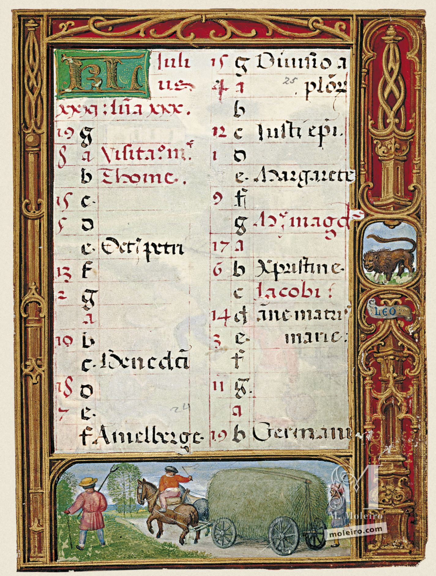 f.25r, Calendario, julio