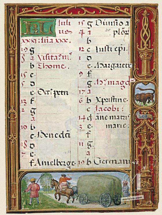 Le Livre du Golf (Livre d´Heures) f. 25r, calendrier de juillet