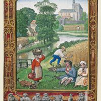 f. 25v, August, the harvest