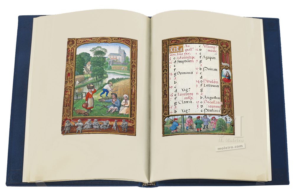 Libro del Golf (Libro d’Ore) ff. 25v-26r, Agosto calendario